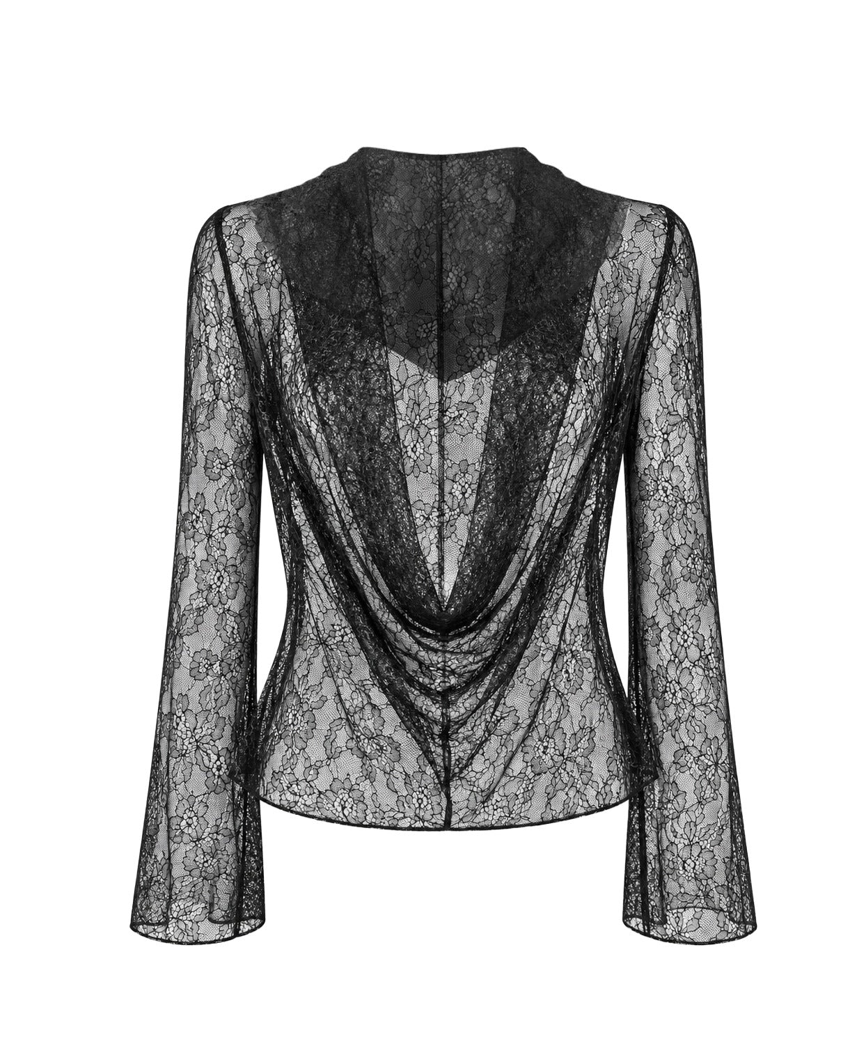 Aurelia Hooded Top - Black ghost mannequin