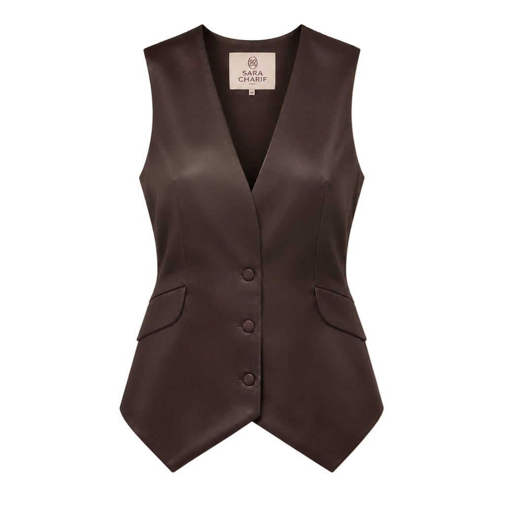 Clea Vest - Espresso Brown ghost mannequin