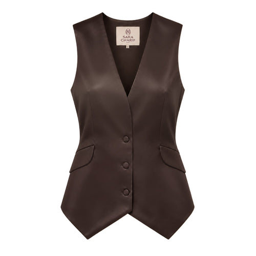 Clea Vest - Espresso Brown ghost mannequin