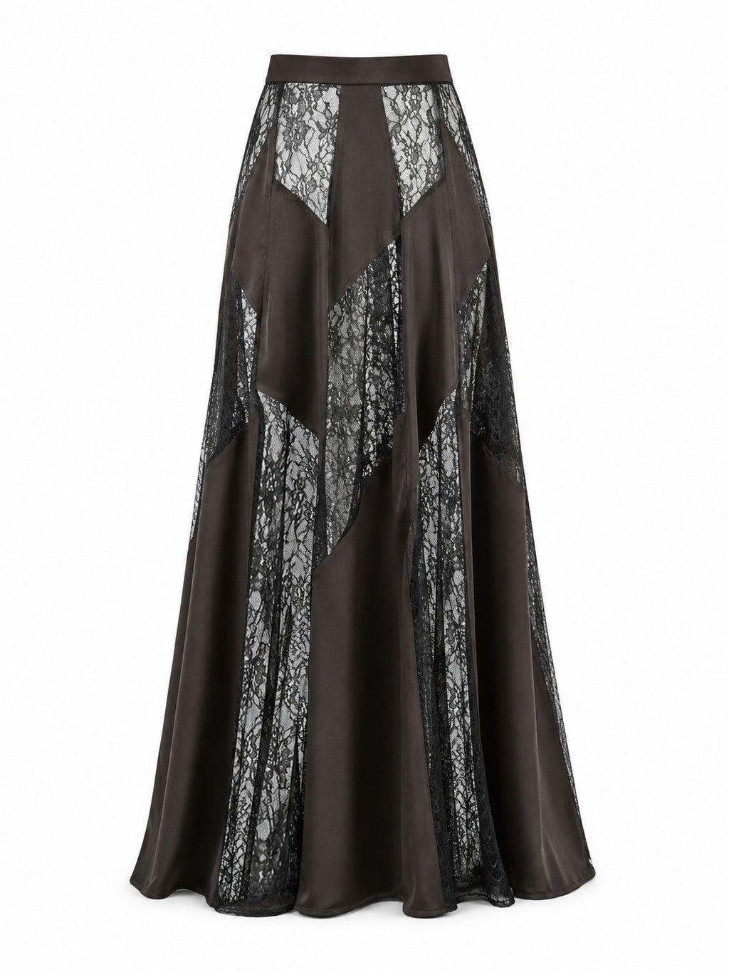 Lilia Lace Skirt - Espresso Brown ghost mannequin