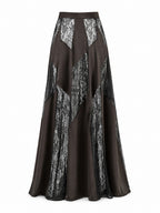Lilia Lace Skirt - Espresso Brown ghost mannequin
