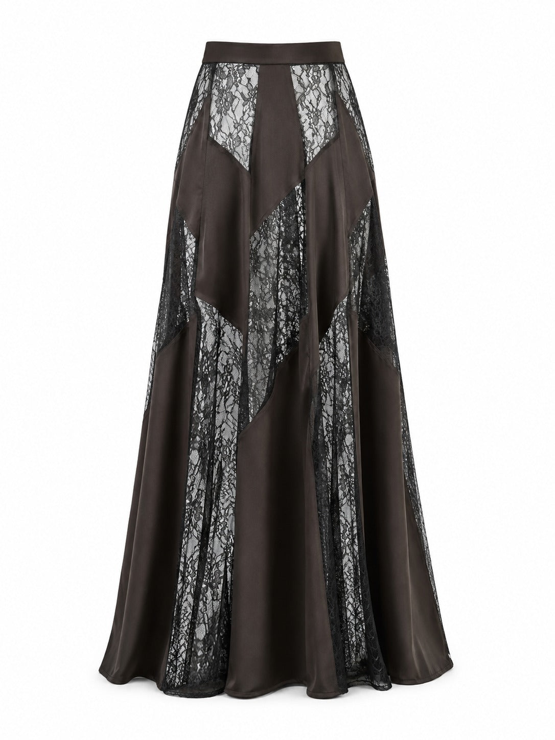 Lilia Lace Skirt - Espresso Brown ghost mannequin