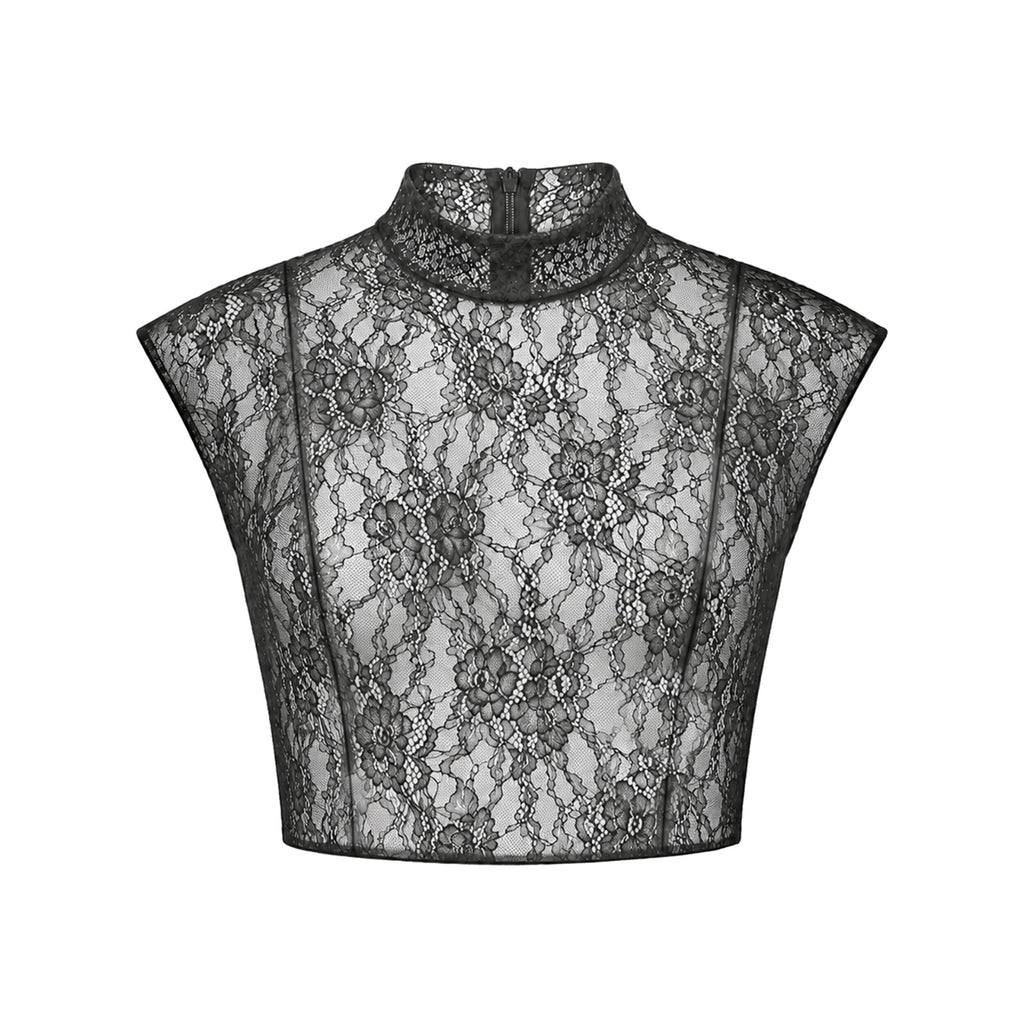 Remnant Lace Top - Black ghost mannequin