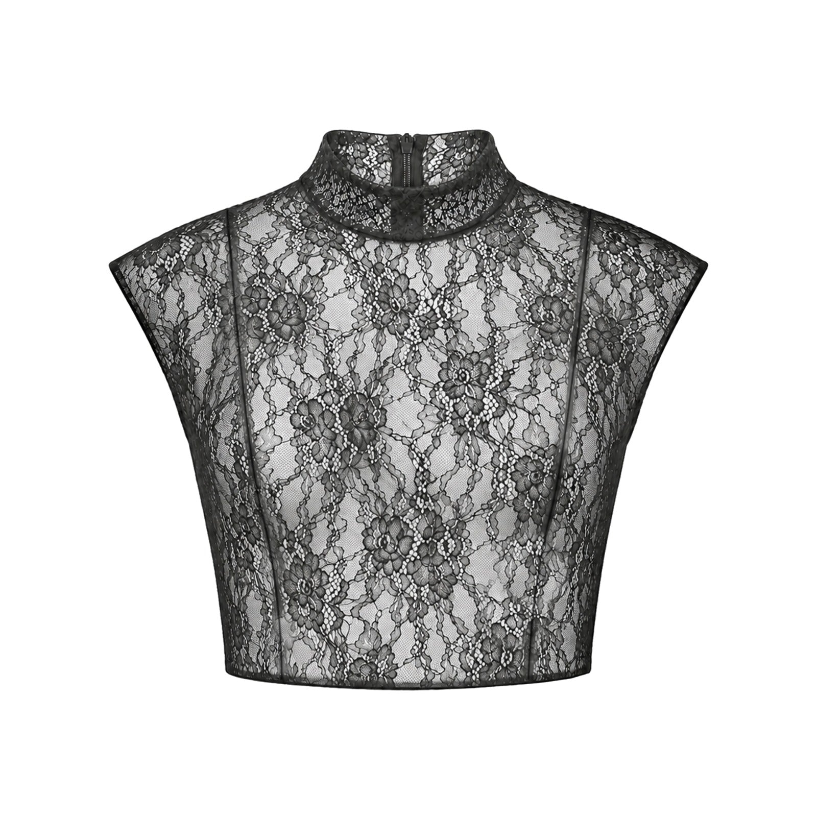 Remnant Lace Top - Black ghost mannequin